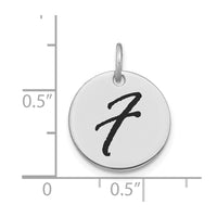 Load image into Gallery viewer, 14kw Polished Black Enamel Letter F Initial Disk Charm
