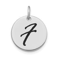 Load image into Gallery viewer, 14kw Polished Black Enamel Letter F Initial Disk Charm
