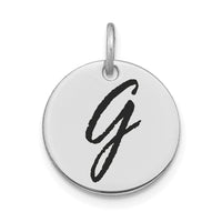Load image into Gallery viewer, 14kw Polished Black Enamel Letter G Initial Disk Charm
