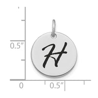 Load image into Gallery viewer, 14kw Polished Black Enamel Letter H Initial Disk Charm

