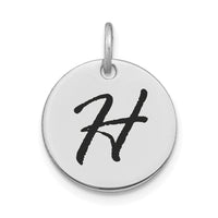 Load image into Gallery viewer, 14kw Polished Black Enamel Letter H Initial Disk Charm
