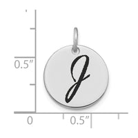 Load image into Gallery viewer, 14kw Polished Black Enamel Letter J Initial Disk Charm
