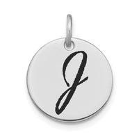 Load image into Gallery viewer, 14kw Polished Black Enamel Letter J Initial Disk Charm
