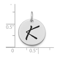 Load image into Gallery viewer, 14kw Polished Black Enamel Letter K Initial Disk Charm
