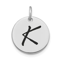 Load image into Gallery viewer, 14kw Polished Black Enamel Letter K Initial Disk Charm
