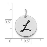 Load image into Gallery viewer, 14kw Polished Black Enamel Letter L Initial Disk Charm

