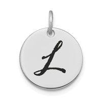 Load image into Gallery viewer, 14kw Polished Black Enamel Letter L Initial Disk Charm
