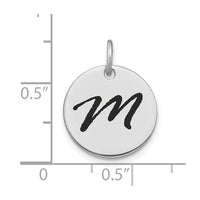 Load image into Gallery viewer, 14kw Polished Black Enamel Letter M Initial Disk Charm
