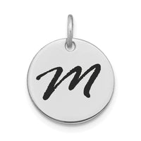 Load image into Gallery viewer, 14kw Polished Black Enamel Letter M Initial Disk Charm

