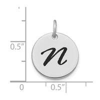Load image into Gallery viewer, 14kw Polished Black Enamel Letter N Initial Disk Charm
