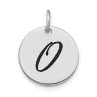 Load image into Gallery viewer, 14kw Polished Black Enamel Letter O Initial Disk Charm
