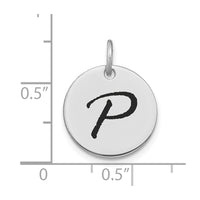 Load image into Gallery viewer, 14kw Polished Black Enamel Letter P Initial Disk Charm
