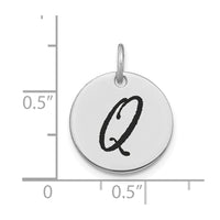 Load image into Gallery viewer, 14kw Polished Black Enamel Letter Q Initial Disk Charm
