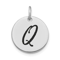 Load image into Gallery viewer, 14kw Polished Black Enamel Letter Q Initial Disk Charm

