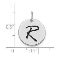 Load image into Gallery viewer, 14kw Polished Black Enamel Letter R Initial Disk Charm
