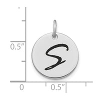 Load image into Gallery viewer, 14kw Polished Black Enamel Letter S Initial Disk Charm
