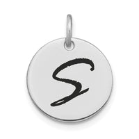 Load image into Gallery viewer, 14kw Polished Black Enamel Letter S Initial Disk Charm
