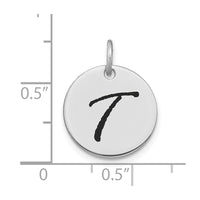 Load image into Gallery viewer, 14kw Polished Black Enamel Letter T Initial Disk Charm
