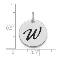 Load image into Gallery viewer, 14kw Polished Black Enamel Letter W Initial Disk Charm
