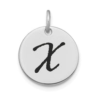 Load image into Gallery viewer, 14kw Polished Black Enamel Letter X Initial Disk Charm
