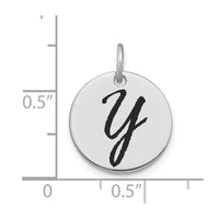 Load image into Gallery viewer, 14kw Polished Black Enamel Letter Y Initial Disk Charm

