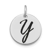 Load image into Gallery viewer, 14kw Polished Black Enamel Letter Y Initial Disk Charm
