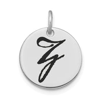 Load image into Gallery viewer, 14kw Polished Black Enamel Letter Z Initial Disk Charm
