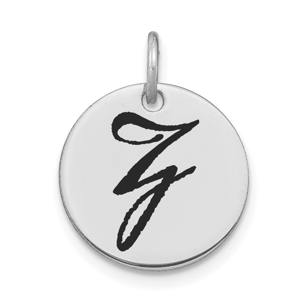 14kw Polished Black Enamel Letter Z Initial Disk Charm