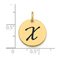 Load image into Gallery viewer, 14k Polished Black Enamel Letter X Initial Disk Charm
