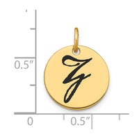 Load image into Gallery viewer, 14k Polished Black Enamel Letter Z Initial Disk Charm
