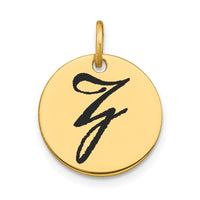 Load image into Gallery viewer, 14k Polished Black Enamel Letter Z Initial Disk Charm
