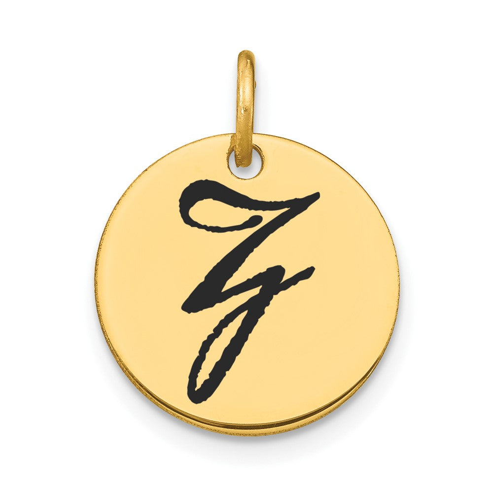 14k Polished Black Enamel Letter Z Initial Disk Charm