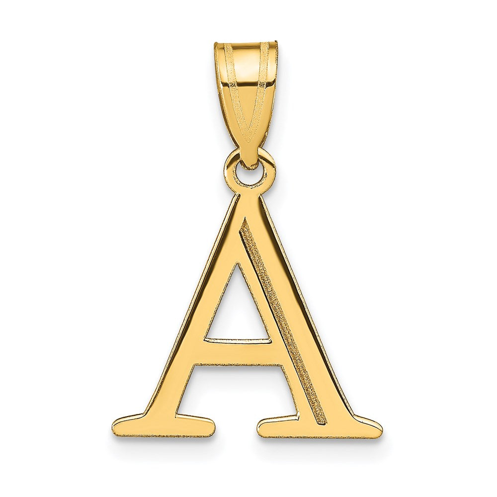 14k Polished Etched Letter A Initial Pendant