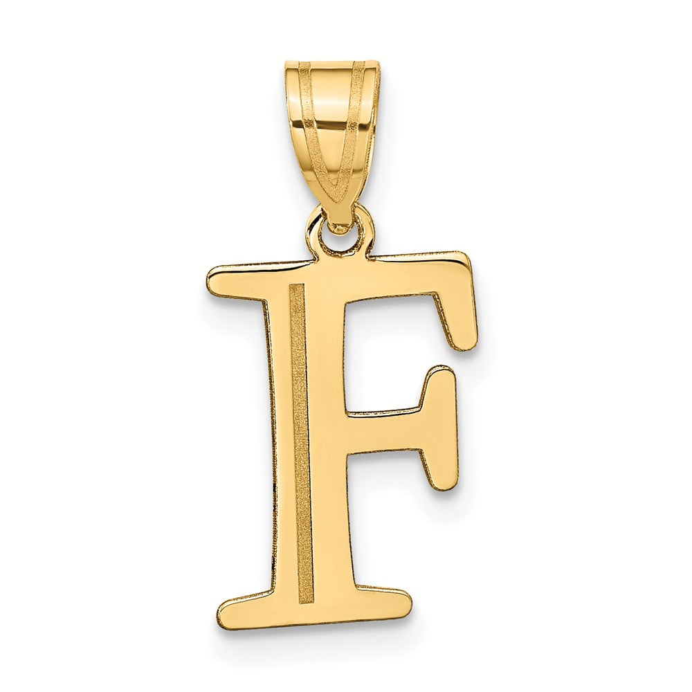 14k Polished Etched Letter F Initial Pendant