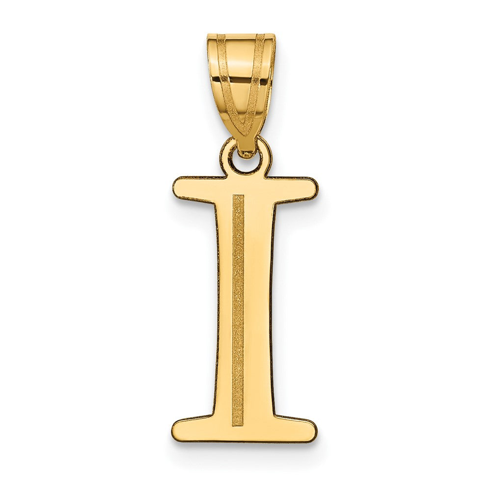 14k Polished Etched Letter I Initial Pendant