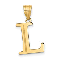 Load image into Gallery viewer, 14k Polished Etched Letter L Initial Pendant
