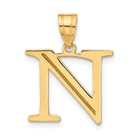 Load image into Gallery viewer, 14k Polished Etched Letter N Initial Pendant
