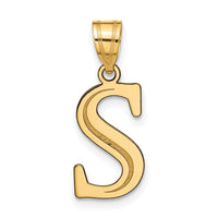 Load image into Gallery viewer, 14k Polished Etched Letter S Initial Pendant
