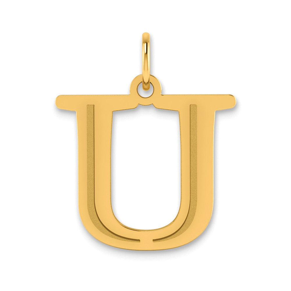 14k Polished Etched Letter U Initial Pendant