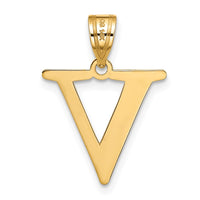 Load image into Gallery viewer, 14k Polished Etched Letter V Initial Pendant
