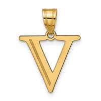 Load image into Gallery viewer, 14k Polished Etched Letter V Initial Pendant
