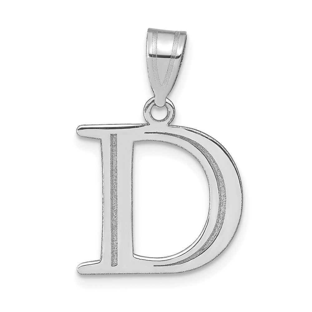 14kw Polished Etched Letter D Initial Pendant