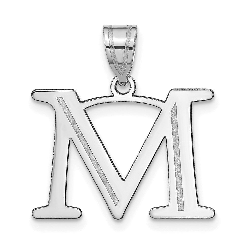 14kw Polished Etched Letter M Initial Pendant
