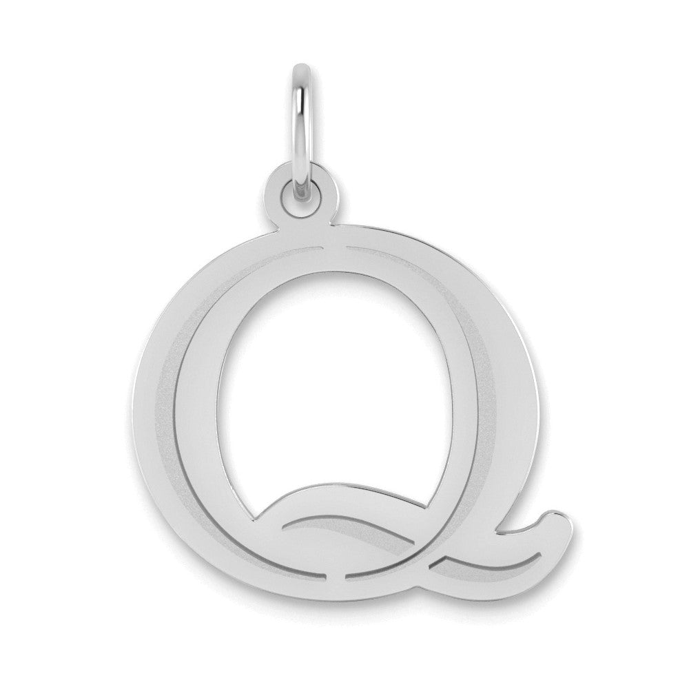14kw Polished Etched Letter Q Initial Pendant