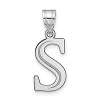Load image into Gallery viewer, 14kw Polished Etched Letter S Initial Pendant
