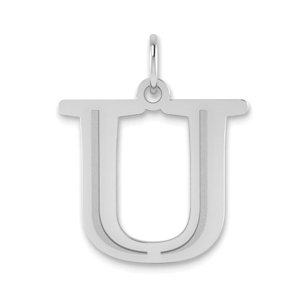 14kw Polished Etched Letter U Initial Pendant