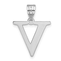 Load image into Gallery viewer, 14kw Polished Etched Letter V Initial Pendant
