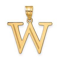 Load image into Gallery viewer, 14k Polished Etched Letter W Initial Pendant
