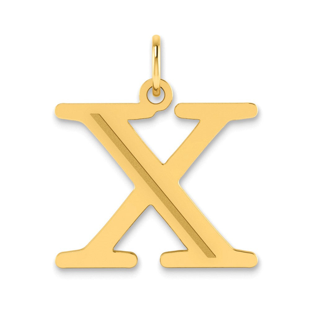 14k Polished Etched Letter X Initial Pendant