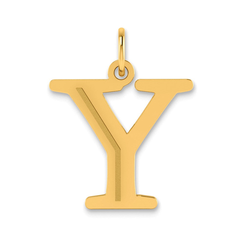14k Polished Etched Letter Y Initial Pendant
